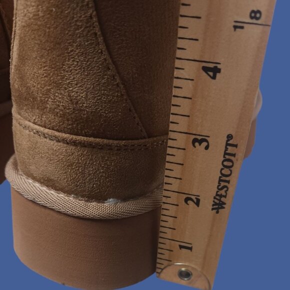 Ankis Womens Platform Ankle Boots With suede  Slip-On Style Chestnut Sz 11 - Picture 7 of 14